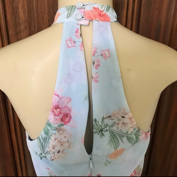 Express Tiered Floral Halter Dress 2 - Picture 8 of 9